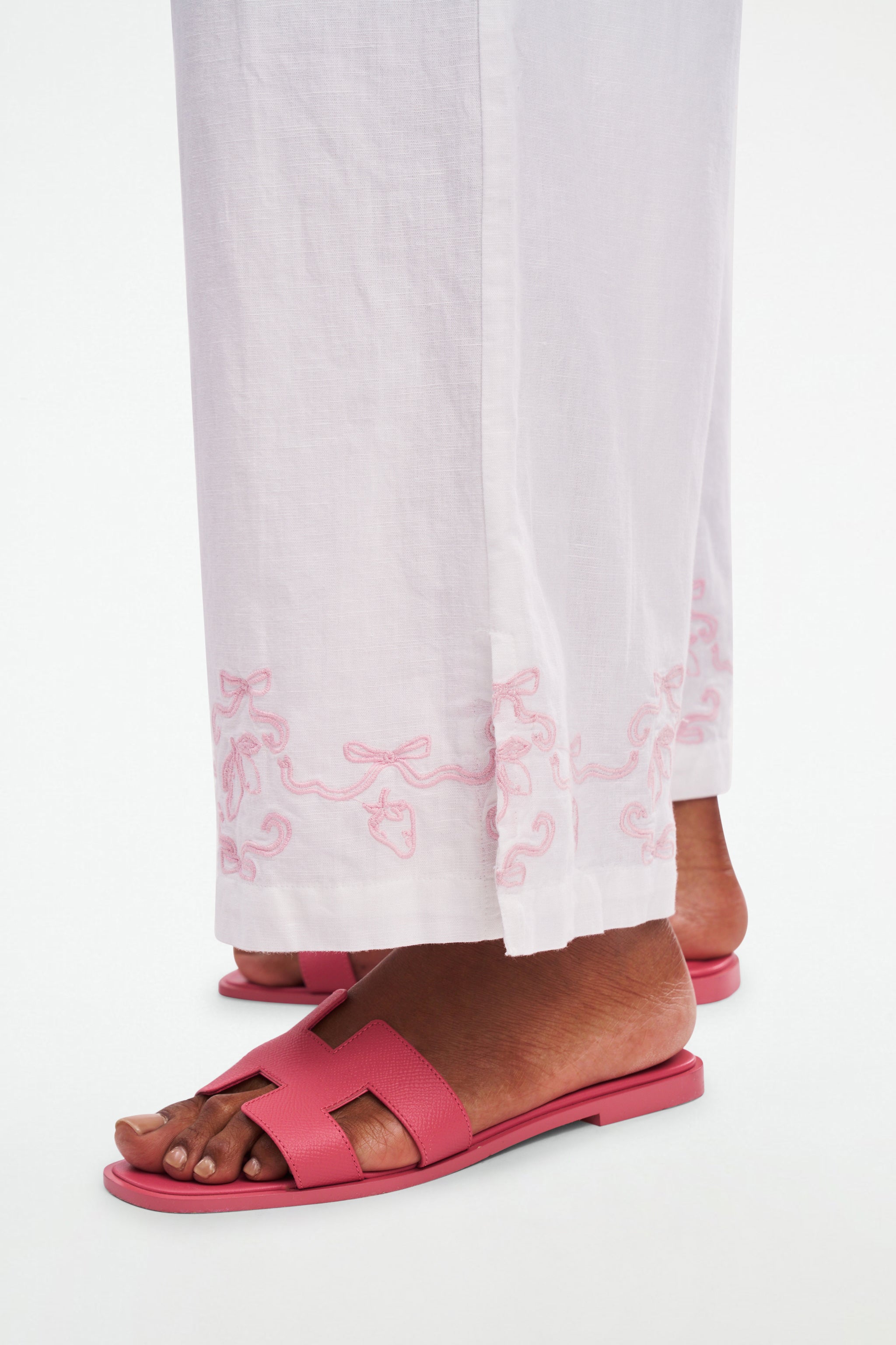 Chloe Lemon Bow Embroidered Pants