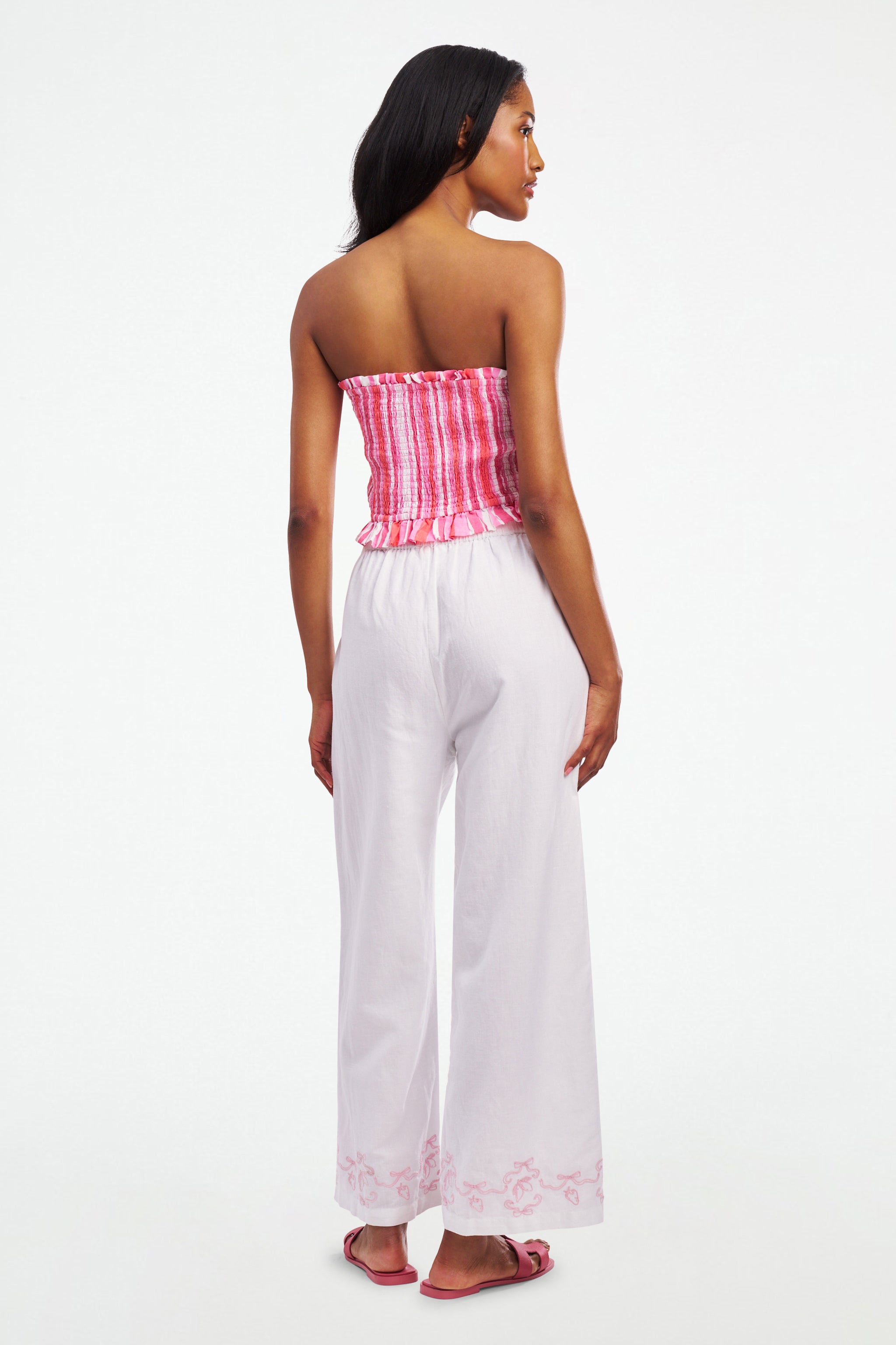 Chloe Lemon Bow Embroidered Pants