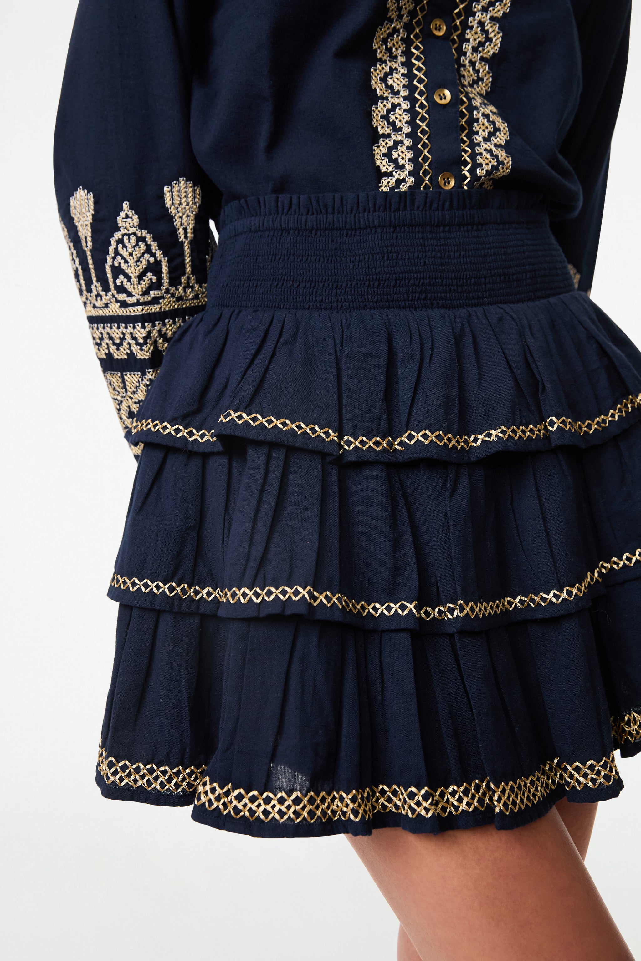 Metallic Cross Stitch Skirt - Stylish & Unique