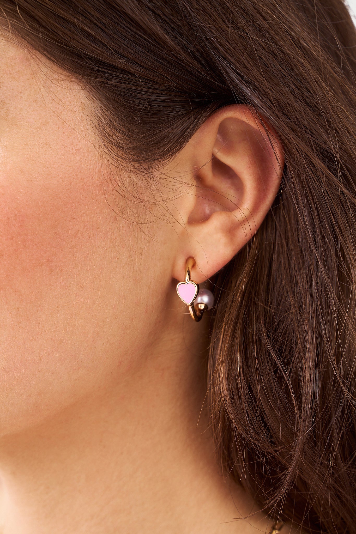 Elegant Pearl Heart Hoop Earrings