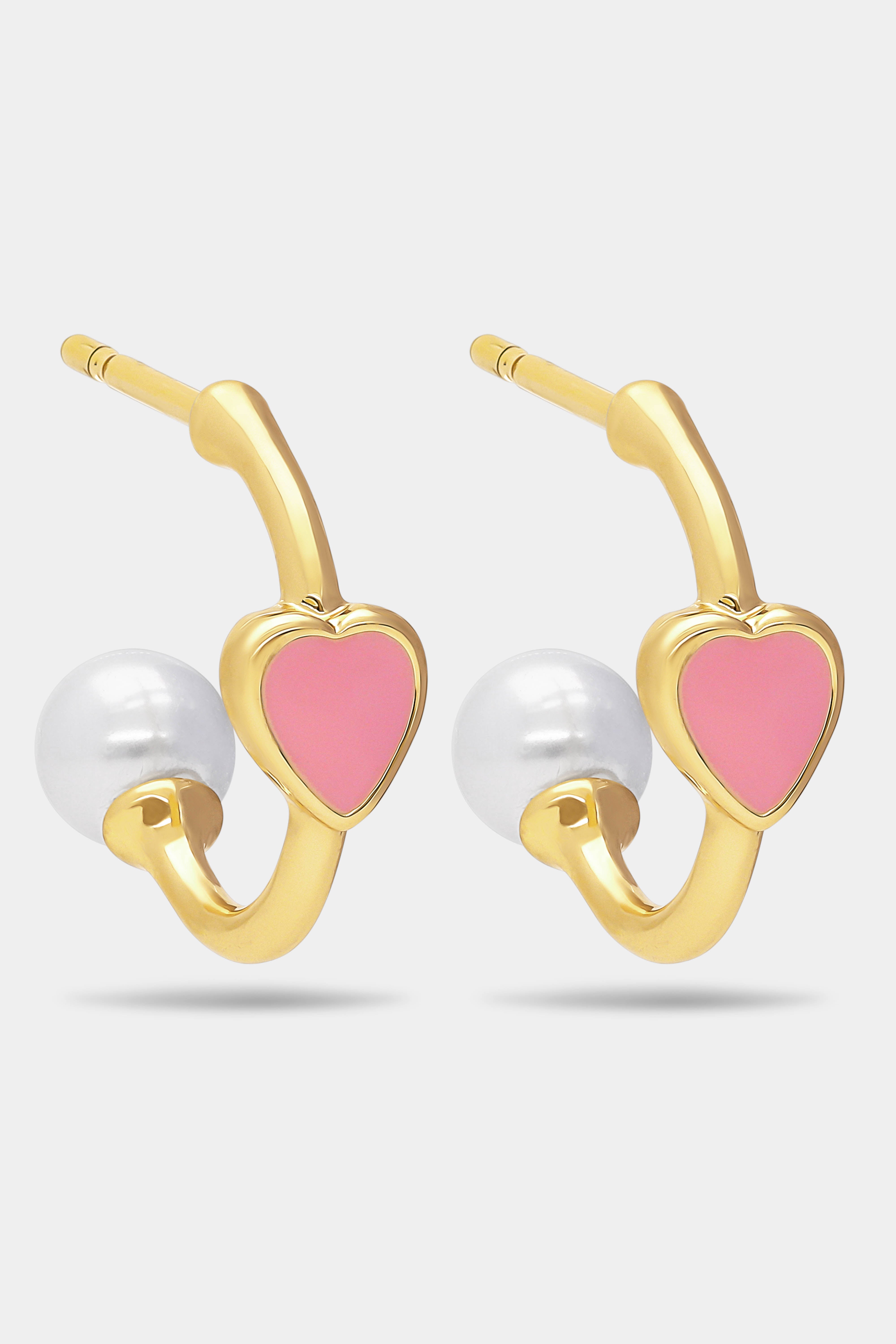 Elegant Pearl Heart Hoop Earrings